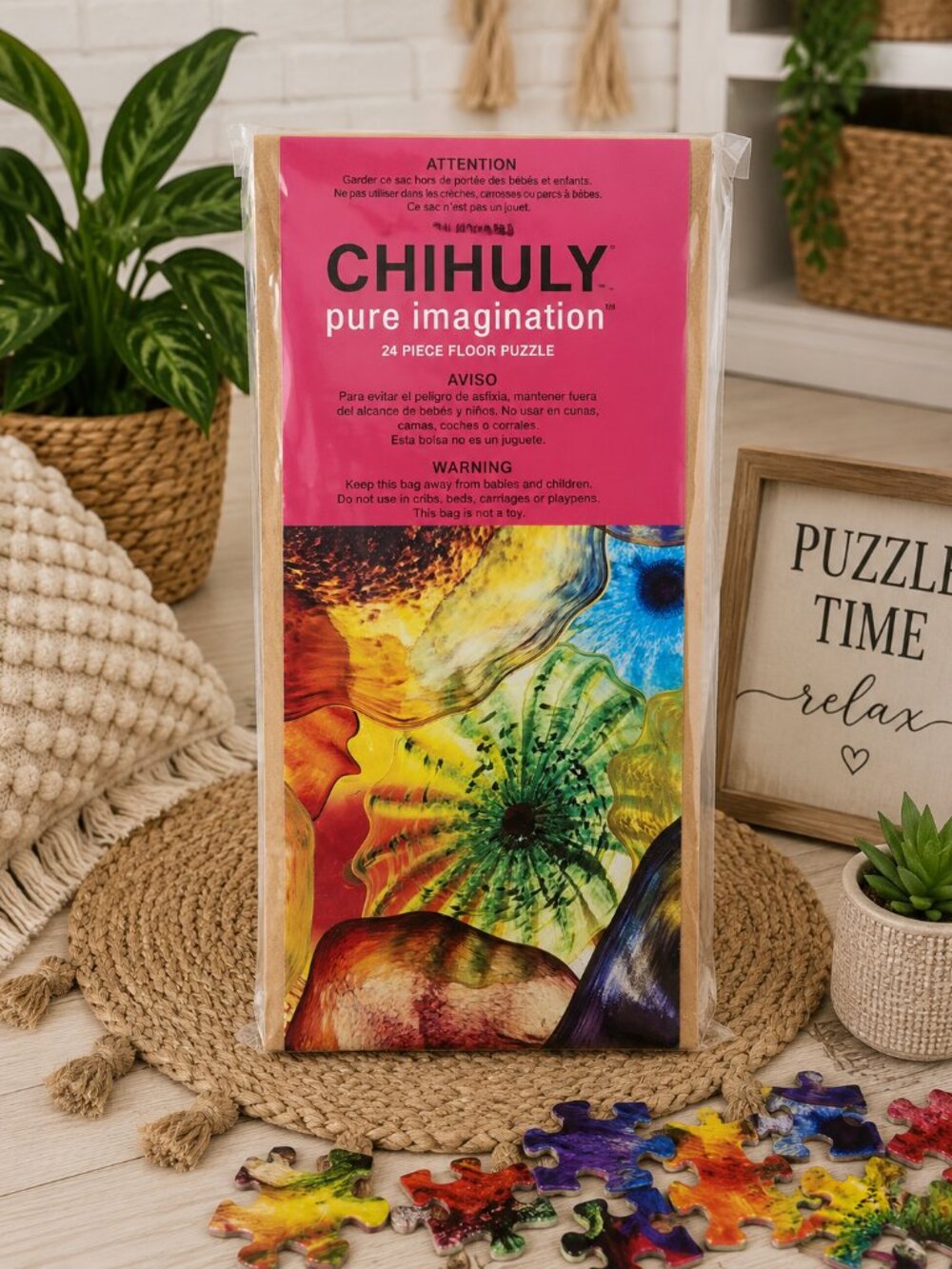 Dale Chihuly Pure Imagination 24 Piece Double Sided Floor Puzzle NEW SEALED